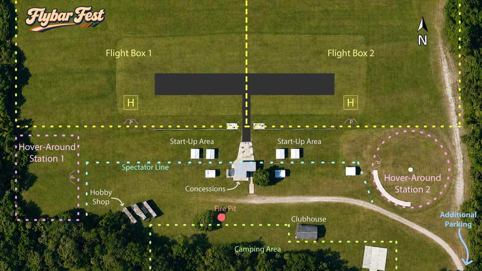 Flybar Fest 2027 Vintage RC Fun Fly Field Diagram at MCRC
